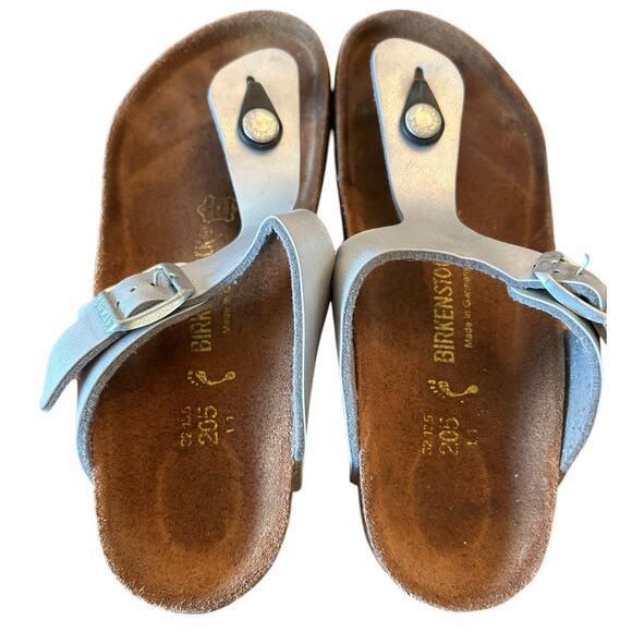 BIRKENSTOCK Silver Gizeh Kids Birko-Flor - Girls  Sandals EU 32 US 1 1.5 - Picture 3 of 9